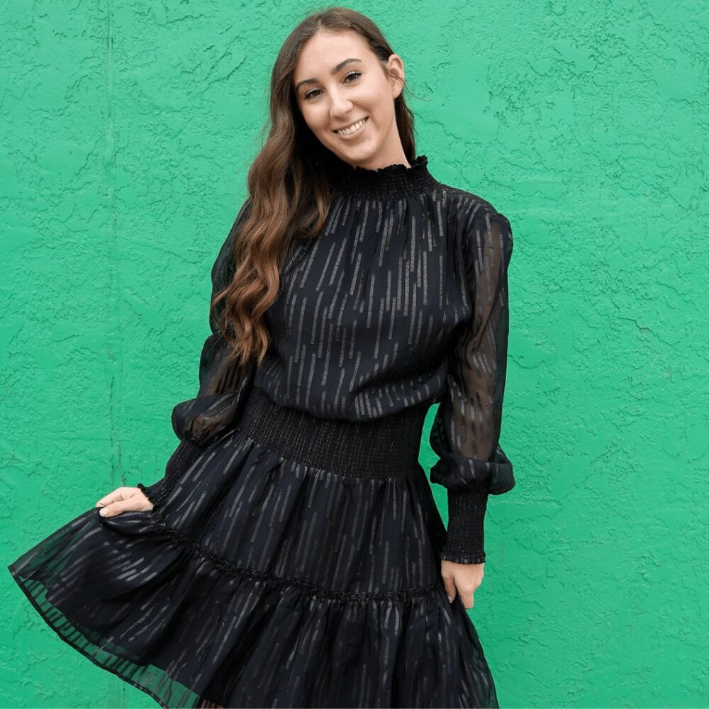 NWT - Elan Black Long Sleeve Troya Midi Dress